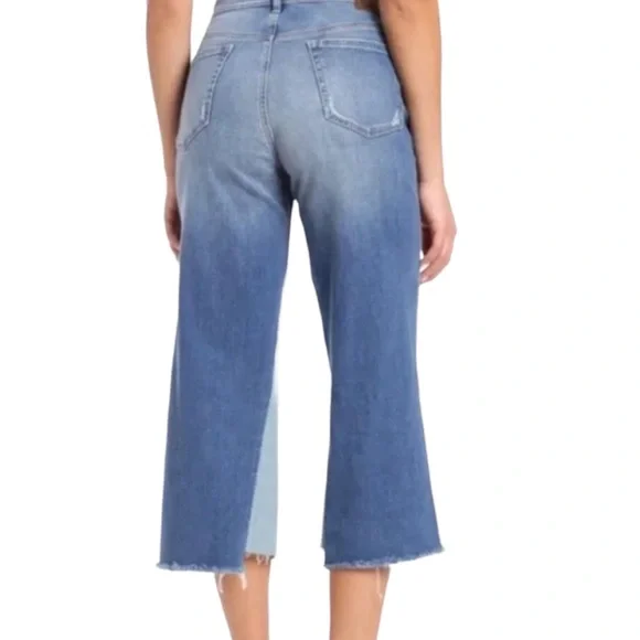 Mavi Elliot High Rise Two Tone Denim Wide Crop Jeans Size 25 - Picture 14 of 14